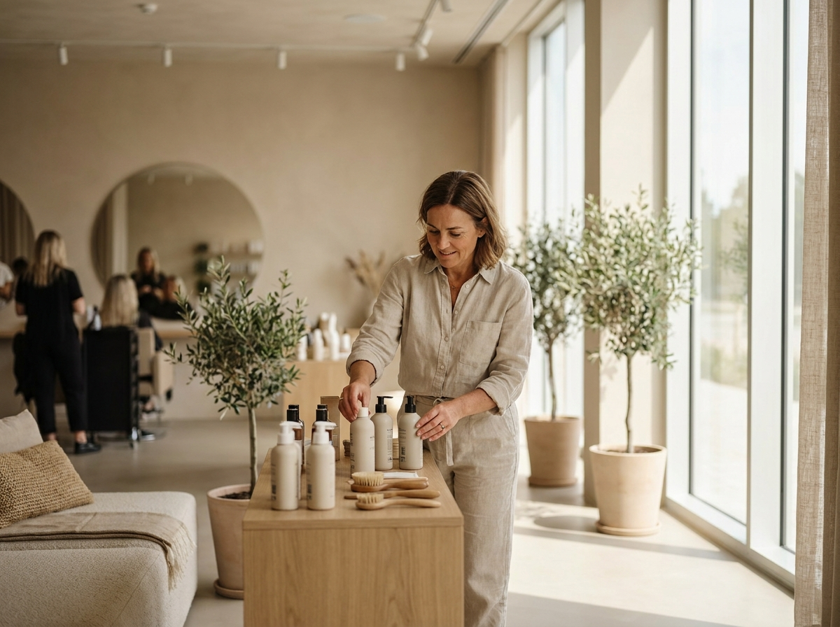 Właścicielka urządza nowe stanowisko w salonie beauty