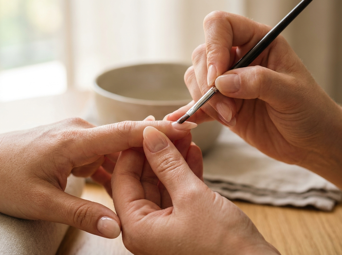 Lśniący, trwały manicure — zbliżenie makro